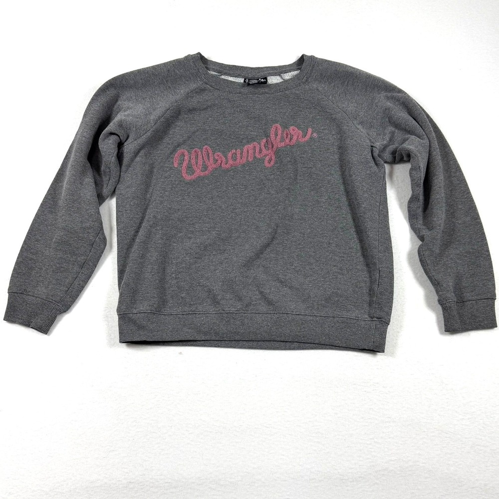 Wrangler Retro Womens Gray Pink Logo Raglan Sweatshirt LWK7069 Size Medium